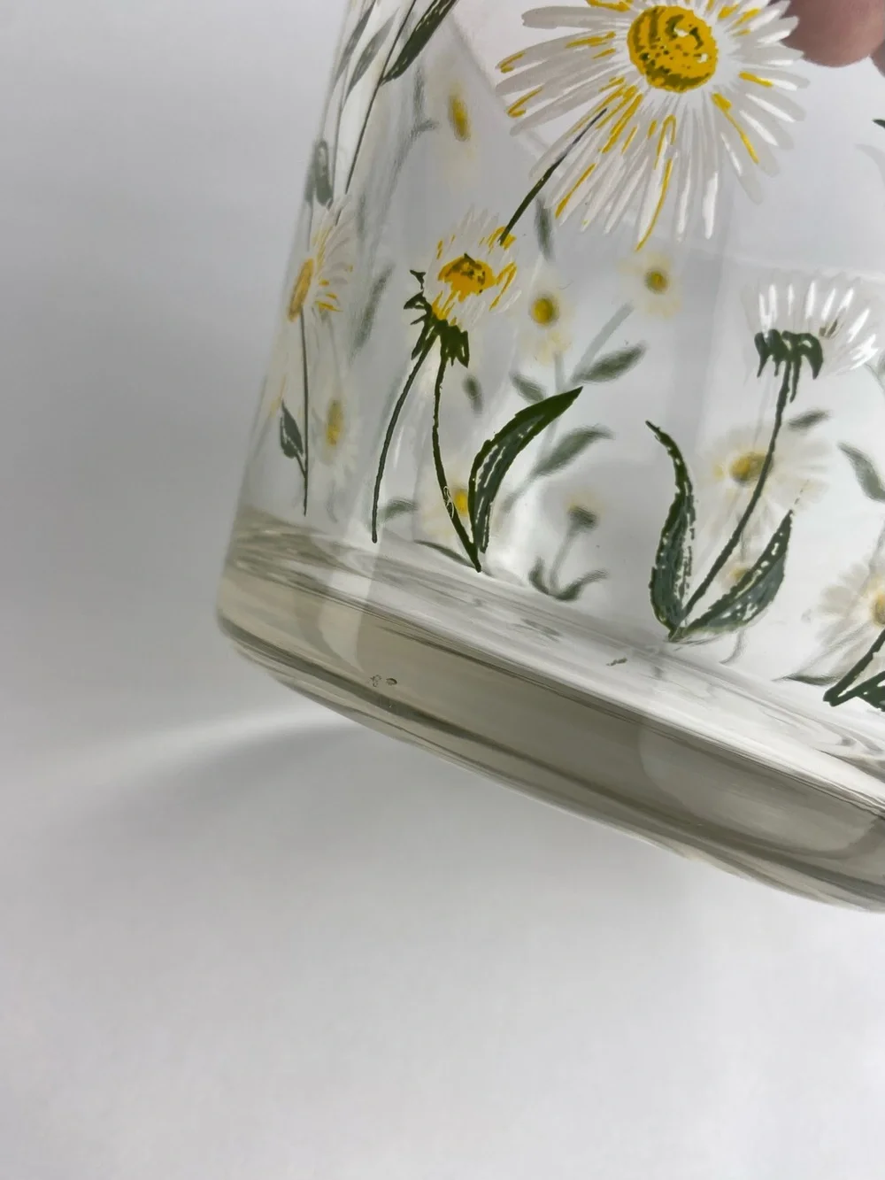 Vintage Cera Small Glass Ice Bucket With Daisy Motif Cottagecore Grandmillennial